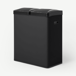 An Image of Rask 60L Touch-Free Sensor Recycling Bin, 2 x 30L, Matte Black