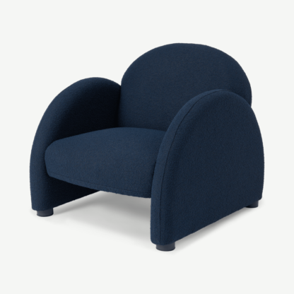 An Image of 2LG Accent Armchair, Dark Navy Boucle
