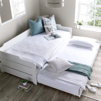 An Image of Copella White Wooden Day Bed with Guest Bed Frame Only - 3ft Single
