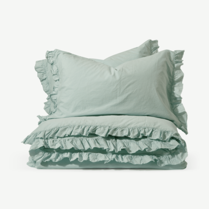 588d2807b716b26aca5874c2891686395817ac44ff78379e756e16b48624a49b-1.png An Image of Attara 100% Organic Cotton Duvet Cover + 2 Pillowcases, King, Arctic Blue