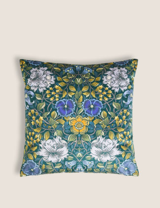 An Image of M&S Velvet Mirror Floral Print Cushion