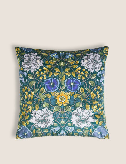 An Image of M&S Velvet Mirror Floral Print Cushion