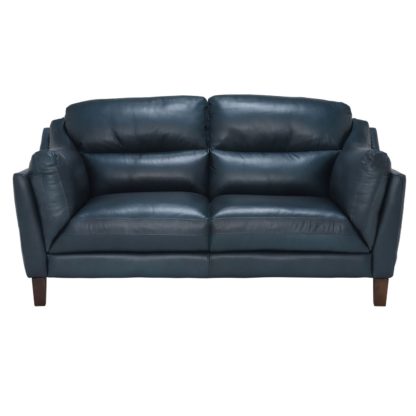 An Image of Luca Leather Love Seat, Indiana Teal