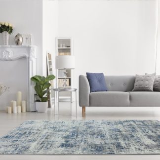 An Image of Asiatic Orion Shiny Rectangle Rug - 80x150cm - Blue & Grey