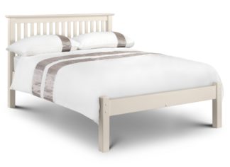 An Image of Solid Pine Wooden Bed Frame 5ft King Size Barcelona Low Foot End Stone White Finish