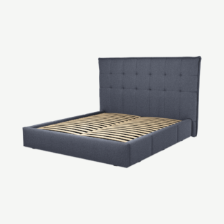 An Image of Lamas Super King Size Bed with Storage Drawers, Navy Wool