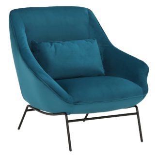 An Image of Harper Velvet Armchair, Teal