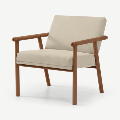 An Image of Quiet Accent Armchair, Stone Micro Corduroy Velvet