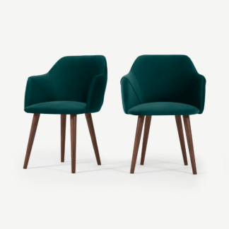 An Image of Set of 2 Lule Carver Dining Chairs, Seafoam Blue Velvet