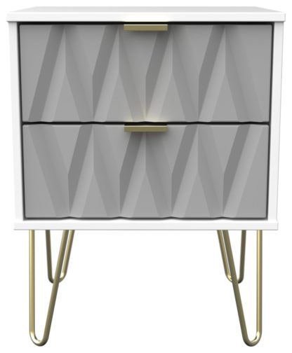 An Image of Shimmer 2 Drawer Bedside Table - White