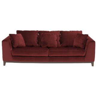 An Image of Harlow 3 Seater Velvet Sofa, Burgundy
