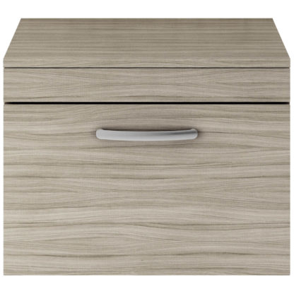 An Image of Balterley Rio 500mm Wall Hung Single Drawer Vanity With Worktop - Brown Grey Avola