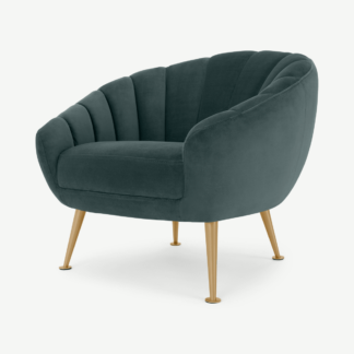 An Image of Primrose Accent Armchair, Marine Green Velvet