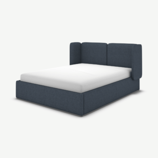 An Image of Ricola Double Ottoman Storage Bed, Shetland Navy Wool