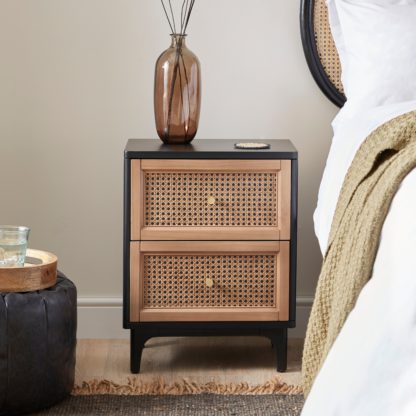 An Image of Franco 2 Drawer Bedside Table Black