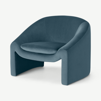 An Image of Shona Accent Armchair, Coastal Blue Velvet