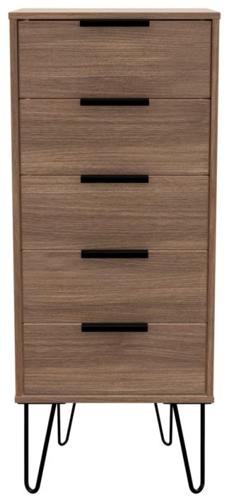 An Image of Verona 5 Drawer Tallboy - Walnut Effect