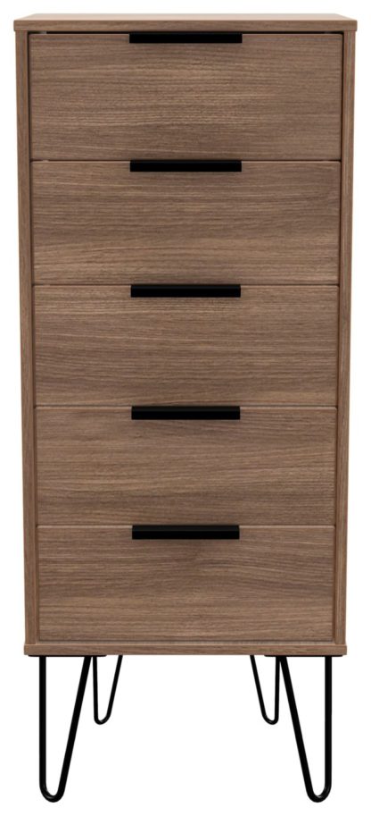 An Image of Verona 5 Drawer Tallboy - Walnut Effect