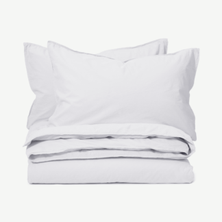 An Image of Alexia Stonewashed Cotton Duvet Cover + 2 Pillowcases, Double, White