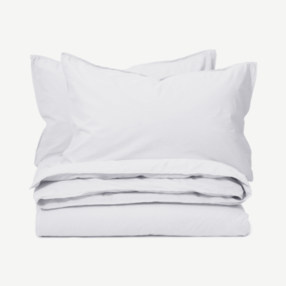 An Image of Alexia Stonewashed Cotton Duvet Cover + 2 Pillowcases, Super King, White