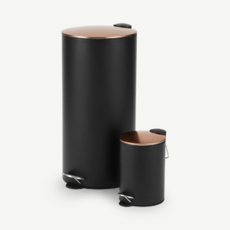 An Image of Cross Flat Top 27L & 3L Pedal Bin, Black & Copper