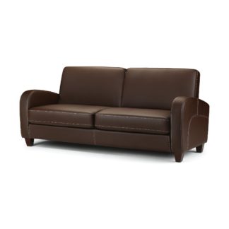 An Image of Vivo Brown Faux Leather 3 Seater Sofa