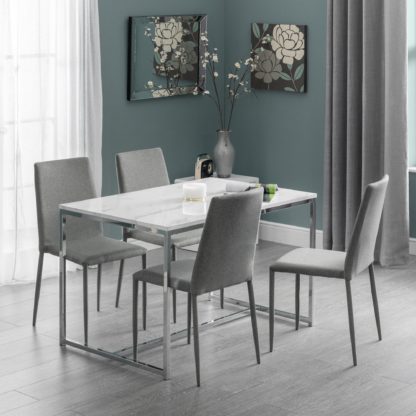An Image of Scala Dining Table & 4 Jazz Grey Chairs Silver