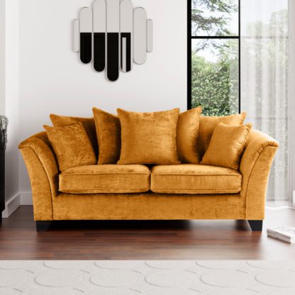 An Image of Giovanna Chenille 3 Seater Sofa Amber Gold