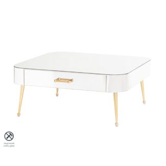 An Image of Mason Mirrored Coffee Table – Brushed Gold Legs