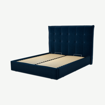 An Image of Lamas King Size Ottoman Storage Bed, Regal Blue Velvet