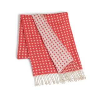 An Image of Habitat Christmas Joy Woven Throw - Red & White