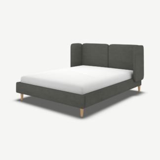 An Image of Ricola King Size Bed, Granite Grey Boucle with Oak Legs