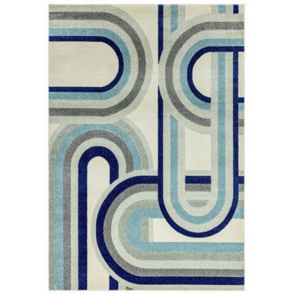 An Image of Asiatic Nova Retro Rectangle Woven Rug - 160x230cm - Blue