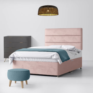 An Image of Cornell Lined Pink Velvet Fabric 4 Drawer Divan Bed - 6ft Super King Size