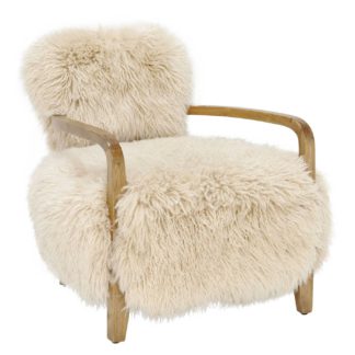 An Image of Timothy Oulton Cabana Yeti Sheepskin Chair - Yellow/Beige - W73 x D87 x H72cm - Barker & Stonehouse