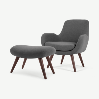An Image of Moby Accent Armchair and Footstool, Marl Grey