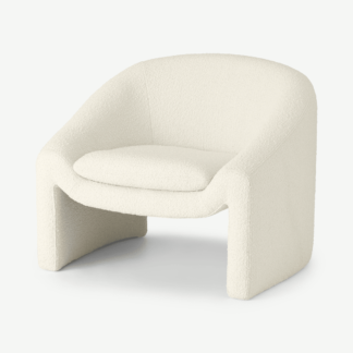 An Image of Shona Accent Armchair, Whitewash Boucle