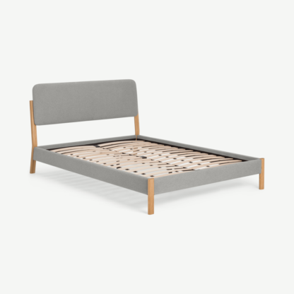 An Image of Almera Double Bed, Cool Grey & Oak