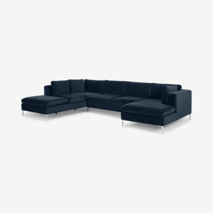 An Image of Monterosso Left Hand Facing Corner Sofa, Sapphire Blue Velvet