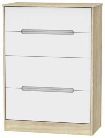 An Image of Toulouse 4 Drawer Chest - White & Oak Effect