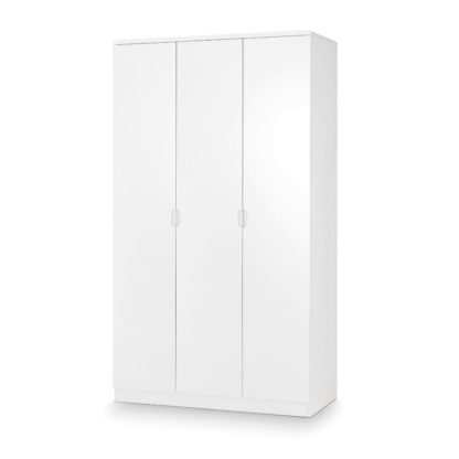 6aa0a6ed93f27668bfffdd96fab26de166460c81ce860b6fdee107ebc8ba919b.jpg An Image of Manhattan White 3 Door Wooden Wardrobe
