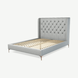 An Image of Romare King Size Bed, Wolf Grey Wool with Copper Legs