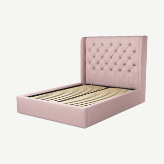 An Image of Romare Double Ottoman Storage Bed, Tea Rose Pink Cotton