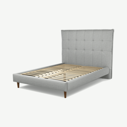 6b6a25fc4783f167850f162dc5fa6f99e1d53123333bd9fae3da6cb8db03e9b6.png An Image of Lamas Double Bed, Wolf Grey Wool with Walnut Stain Oak Legs