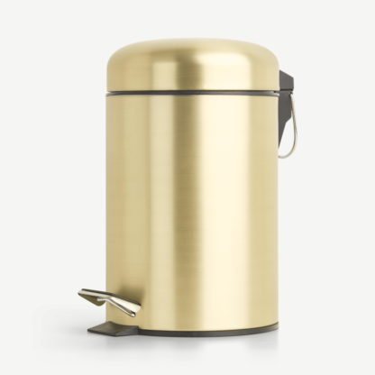 An Image of Lilo Bathroom Pedal Bin 3L, Brushed Brass