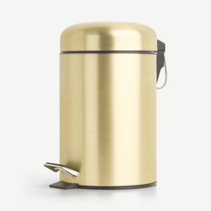 6bc80bb5922ac3fd23d35c79e9752bb0b6e177fd0c5e0c1b205876f2a756a25f.png An Image of Lilo Bathroom Pedal Bin 3L, Brushed Brass