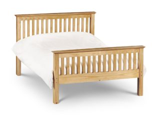 An Image of Barcelona High Foot End Antique Solid Pine Wooden Bed Frame - 4ft6 Double