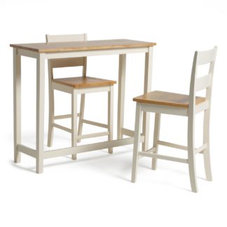 An Image of Habitat Chicago Solid Wood Bar Table & 2 Two Tone Stools