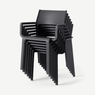 An Image of Nardi Set of 6 Chairs, Dark Grey Fibreglass & Resin