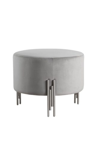 An Image of Rubell Large Stool Dove Grey Silver base